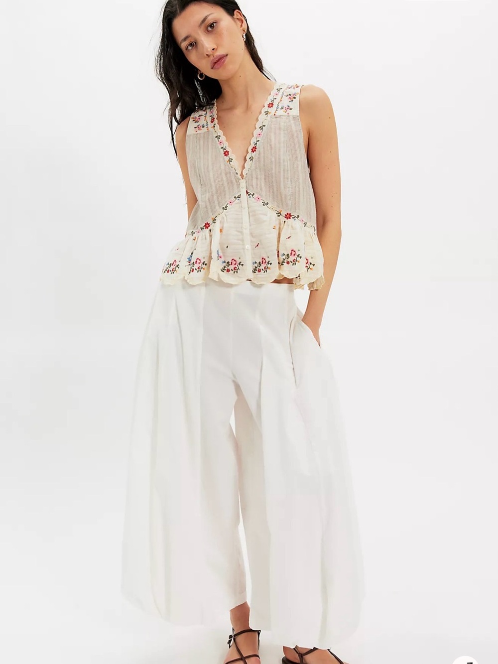 Free People Ellis Embroidered Blouse Size XL - Picture 4 of 9